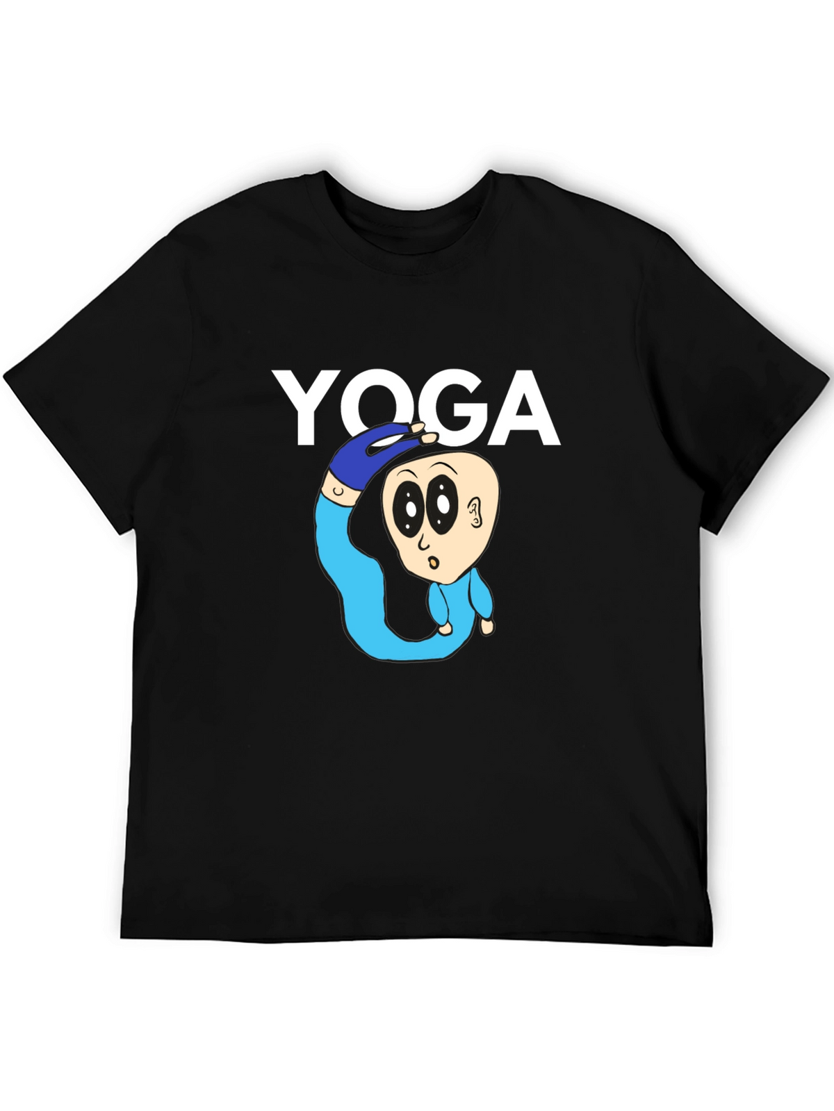 Yoga Cartoon Graphic Tee - Black Cotton Blend