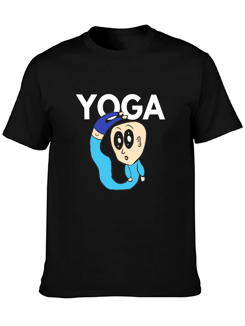 Yoga Cartoon Graphic Tee - Black Cotton Blend