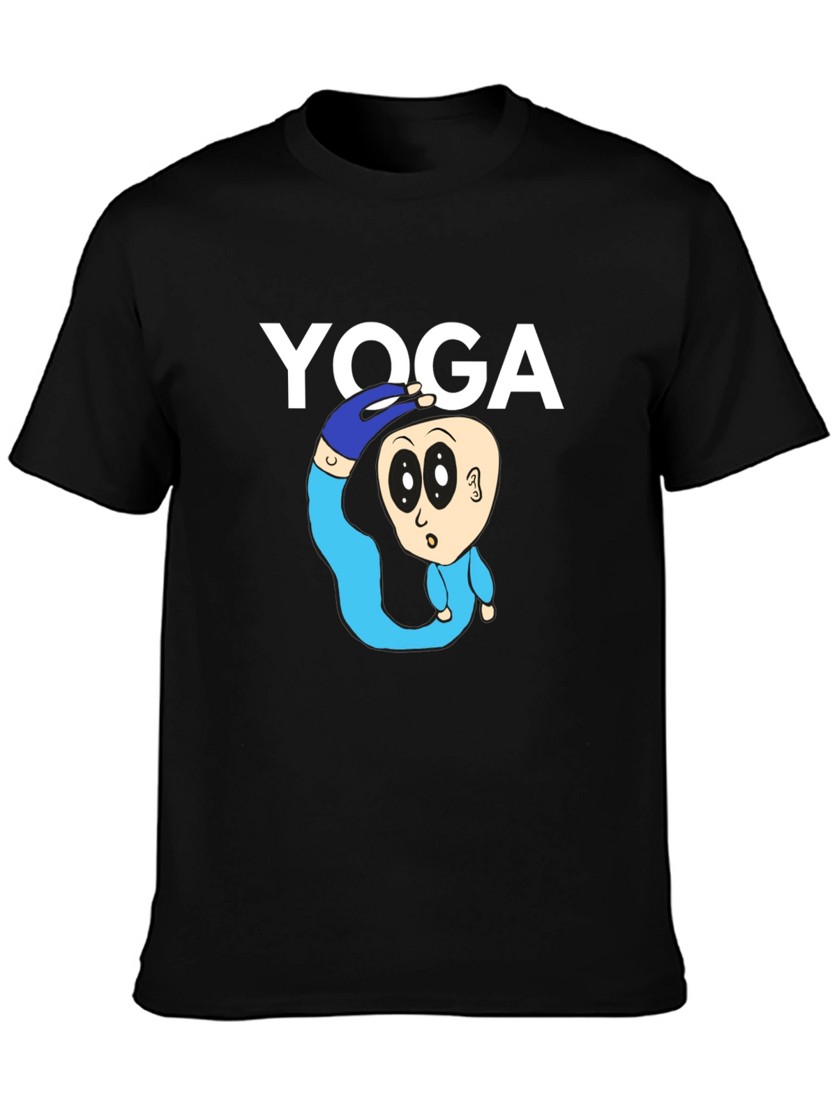 Yoga Cartoon Graphic Tee - Black Cotton Blend