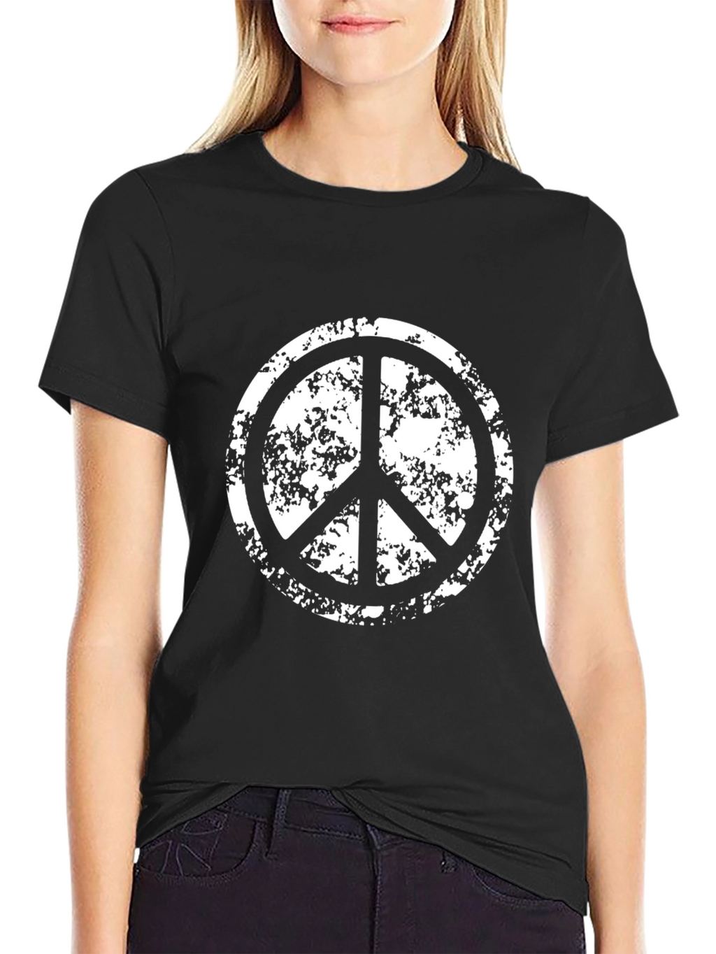 Distressed Peace Sign Graphic T-Shirt