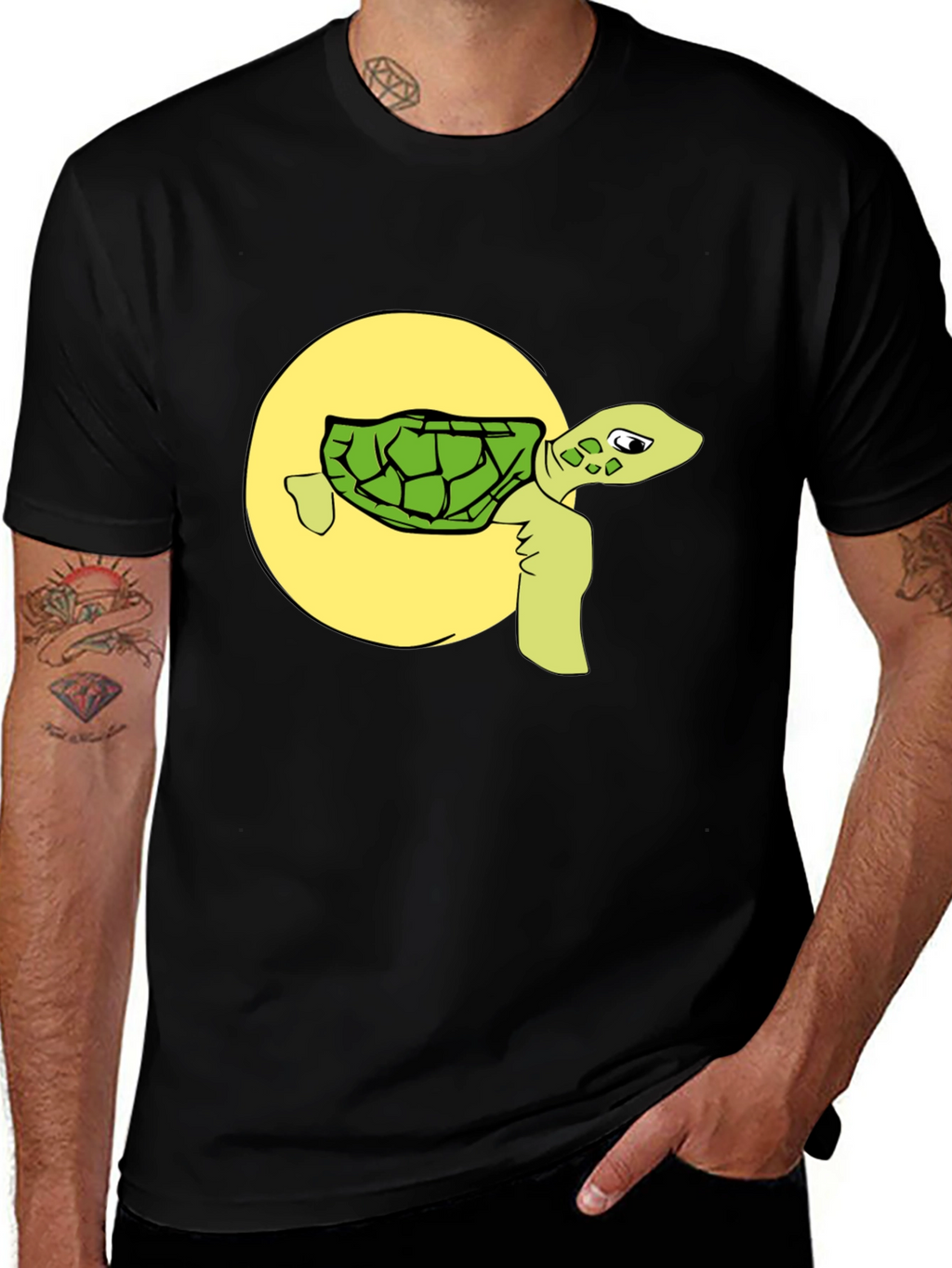 Funny Turtle Graphic Tee - Black
