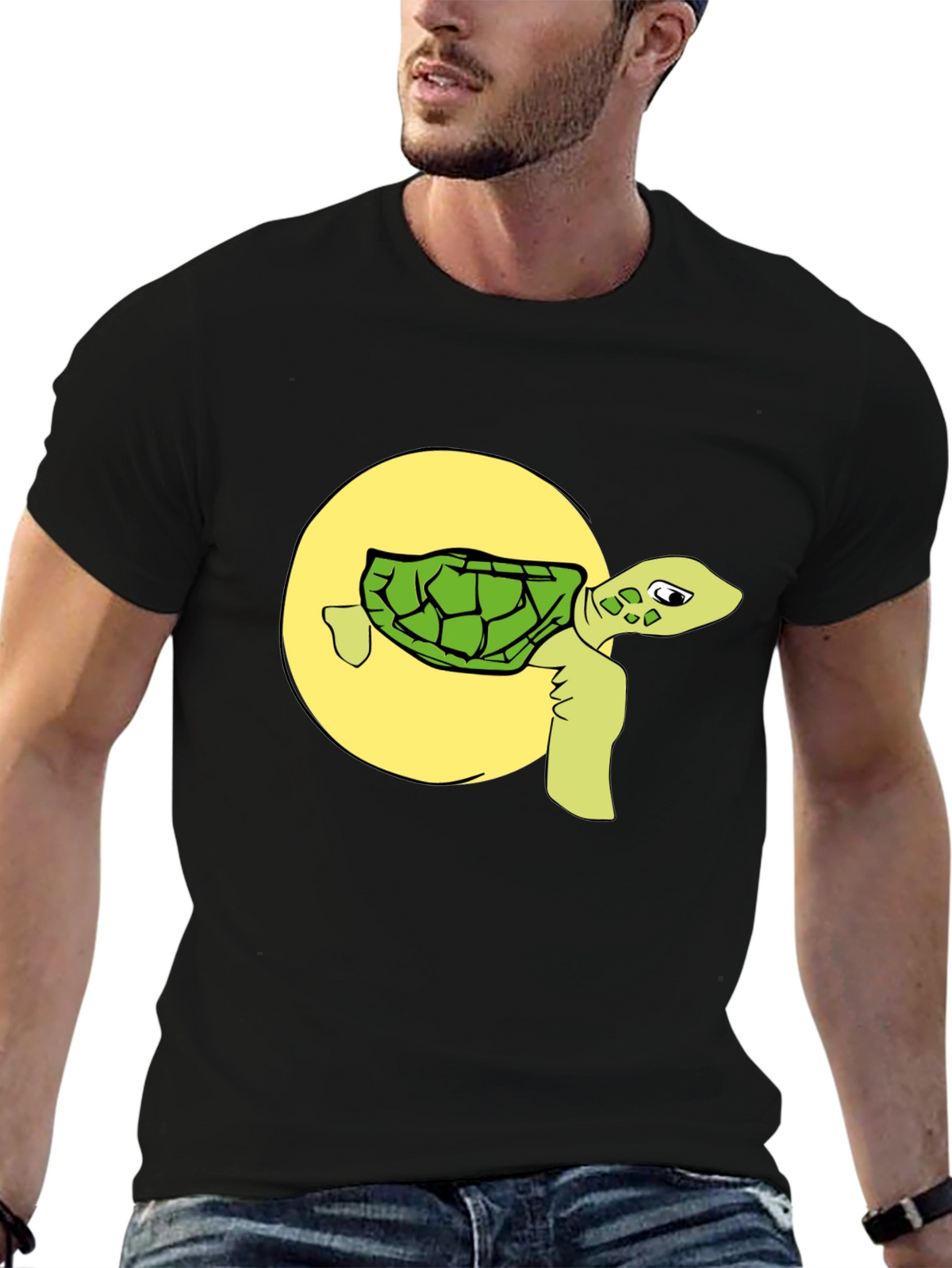 Funny Turtle Graphic Tee - Black