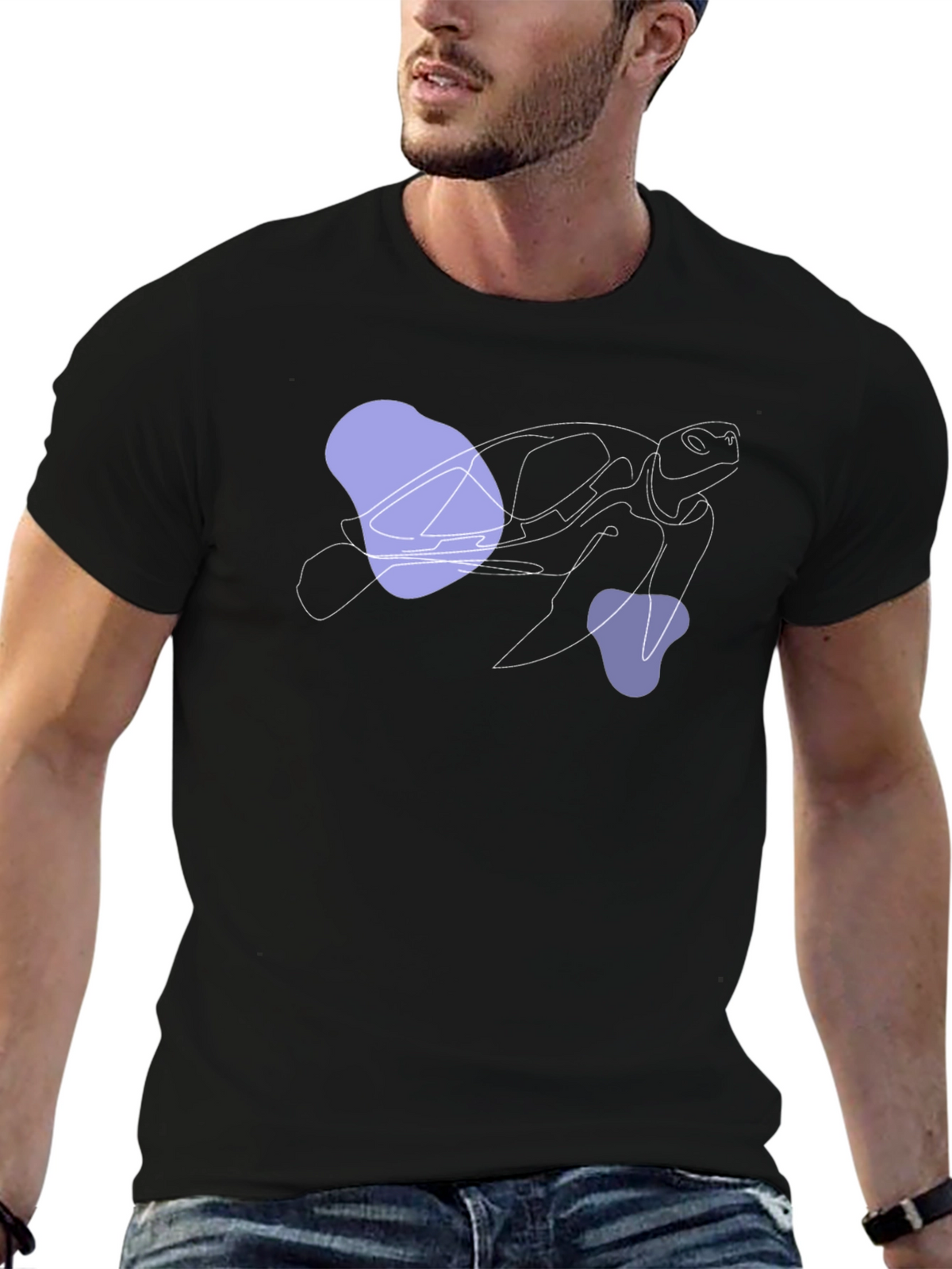 Abstract Turtle Graphic Black T-Shirt
