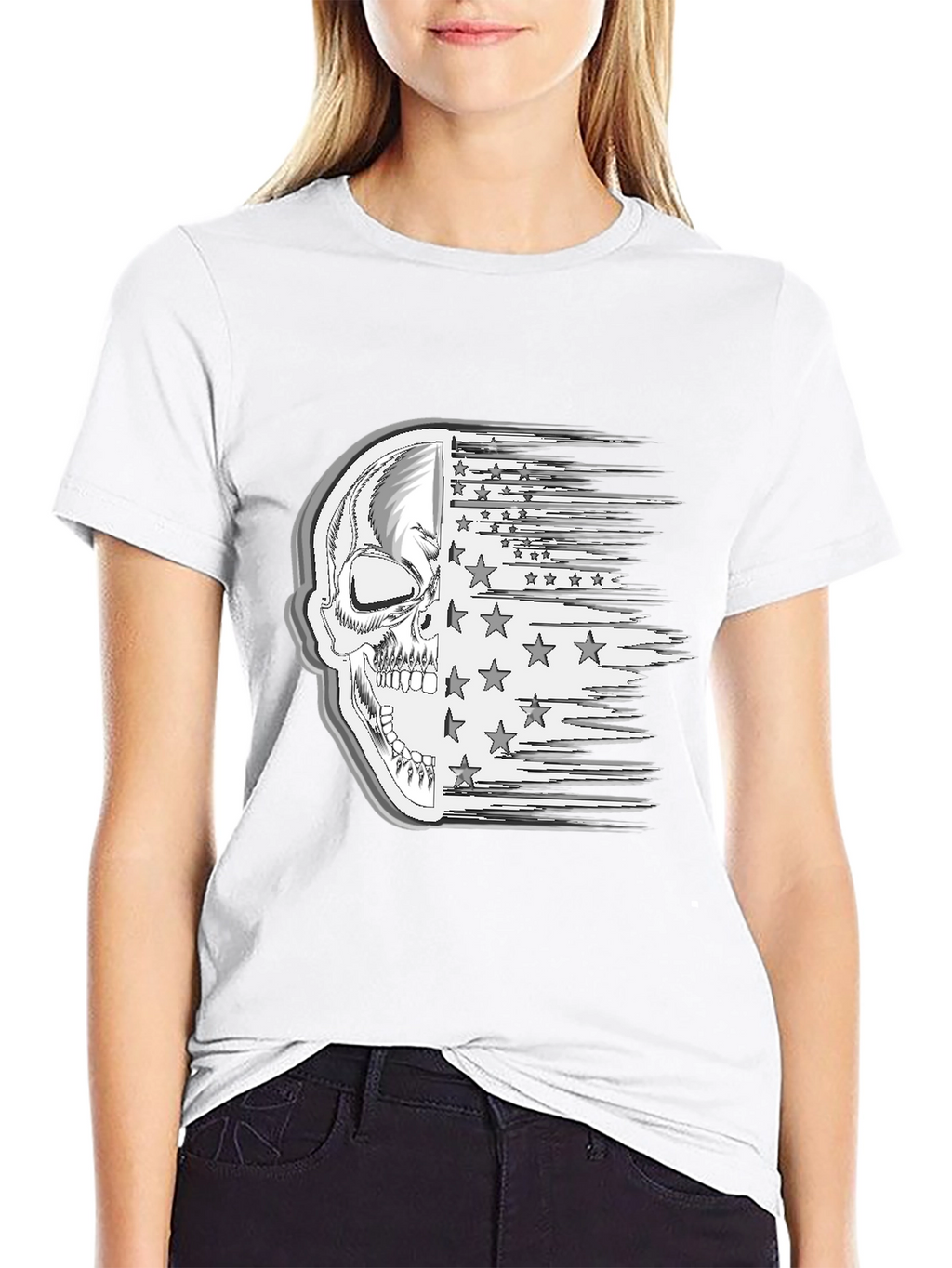 Skull American Flag Mens Graphic Tee
