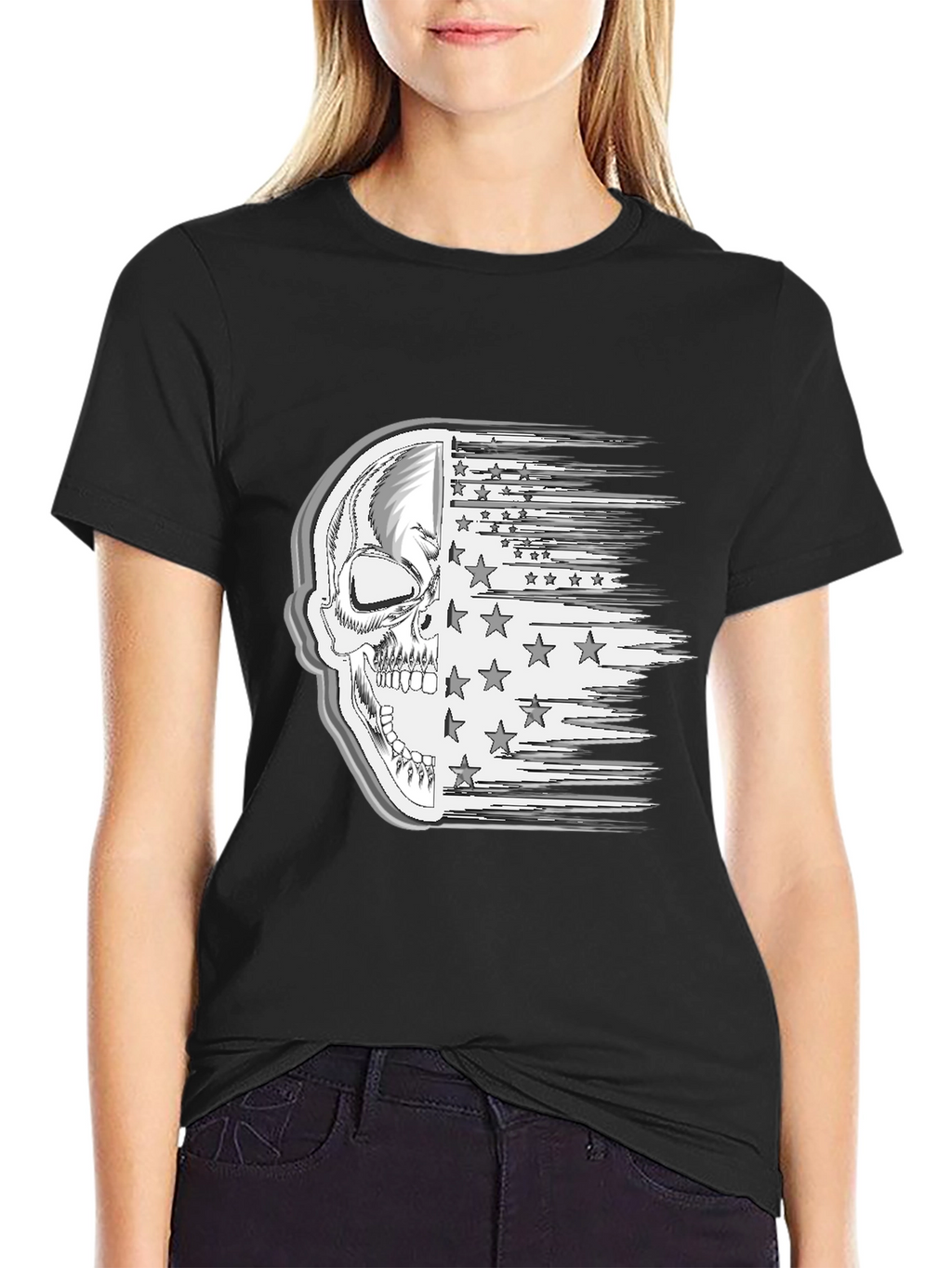Skull American Flag Mens Graphic Tee