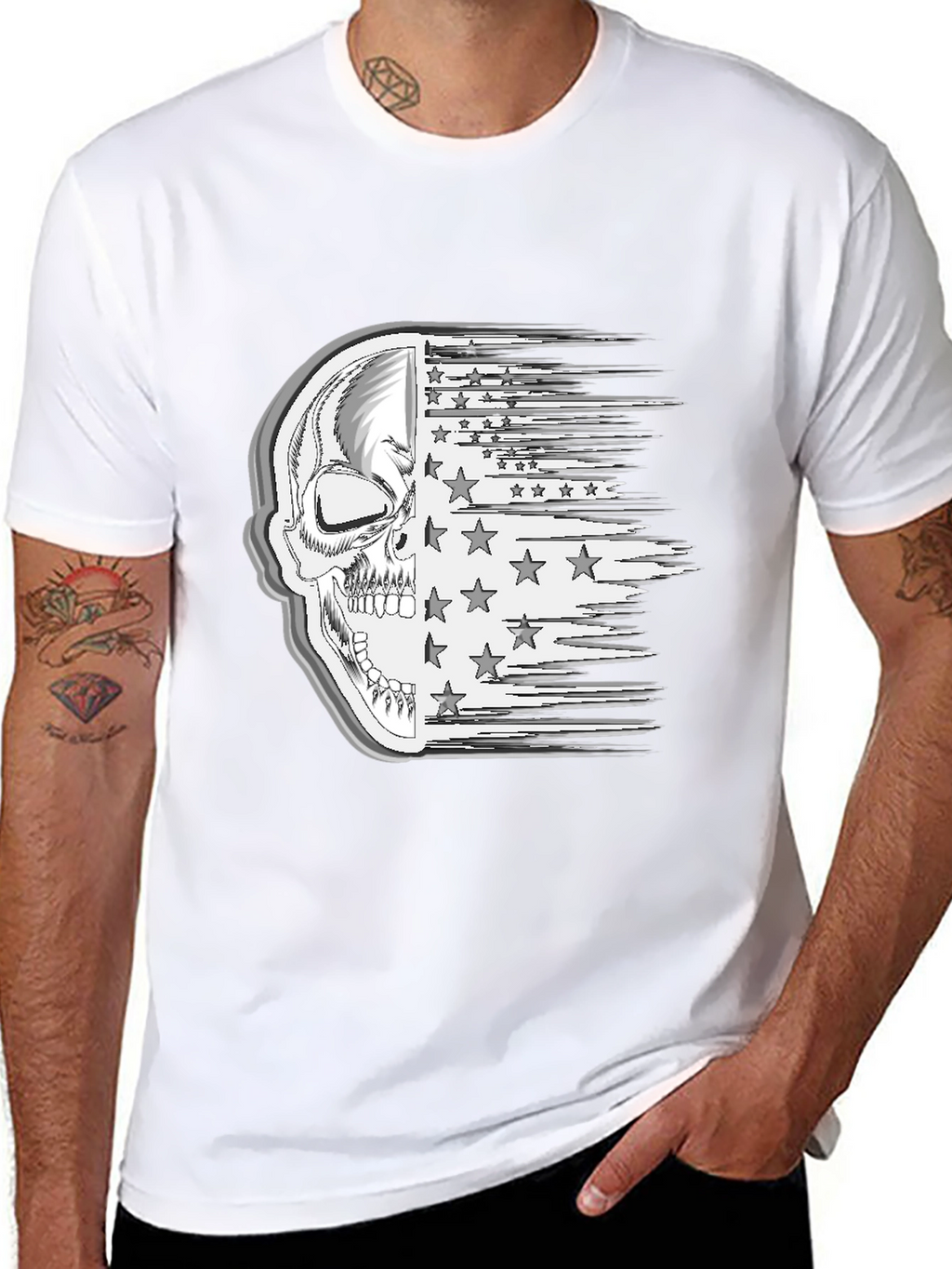Skull American Flag Mens Graphic Tee