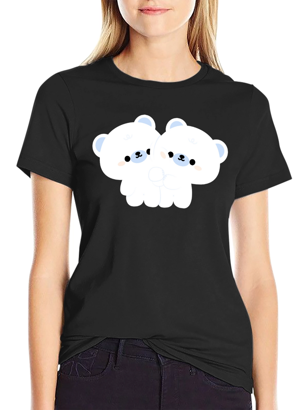Cute Bear Hug Black T-Shirt