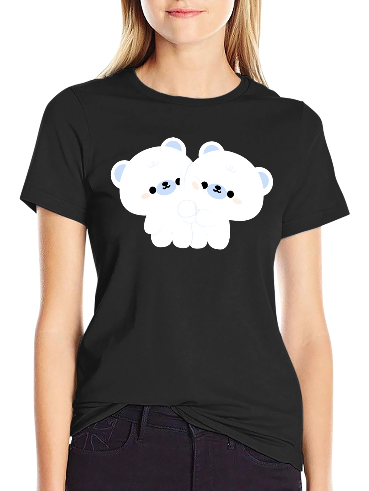 Cute Bear Hug Black T-Shirt