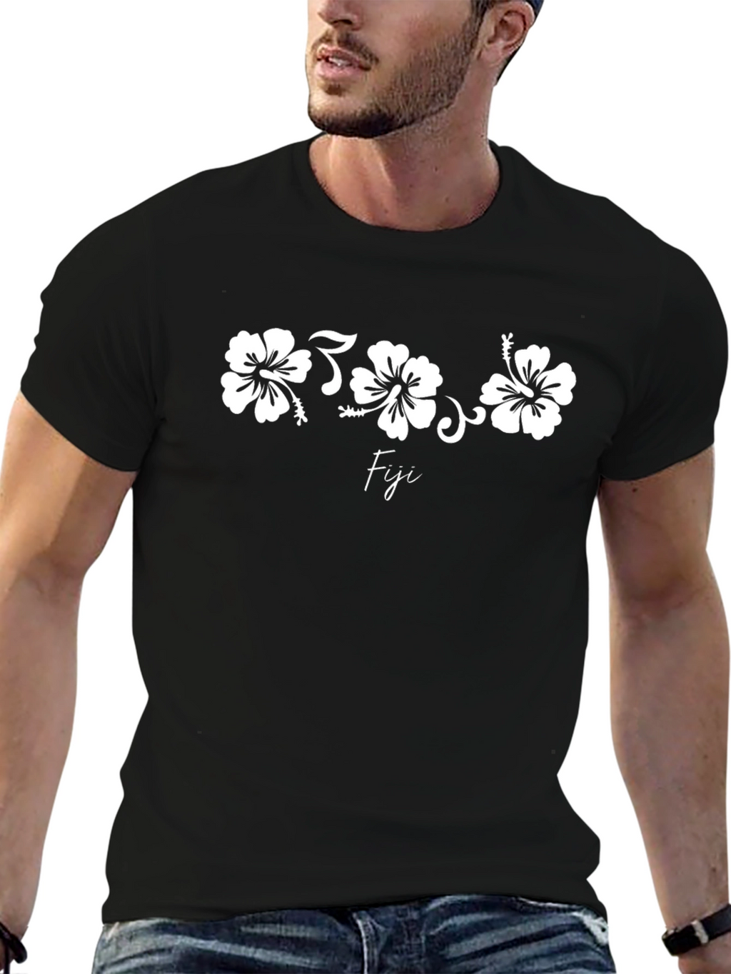 Fiji Floral Graphic Print Black T-Shirt