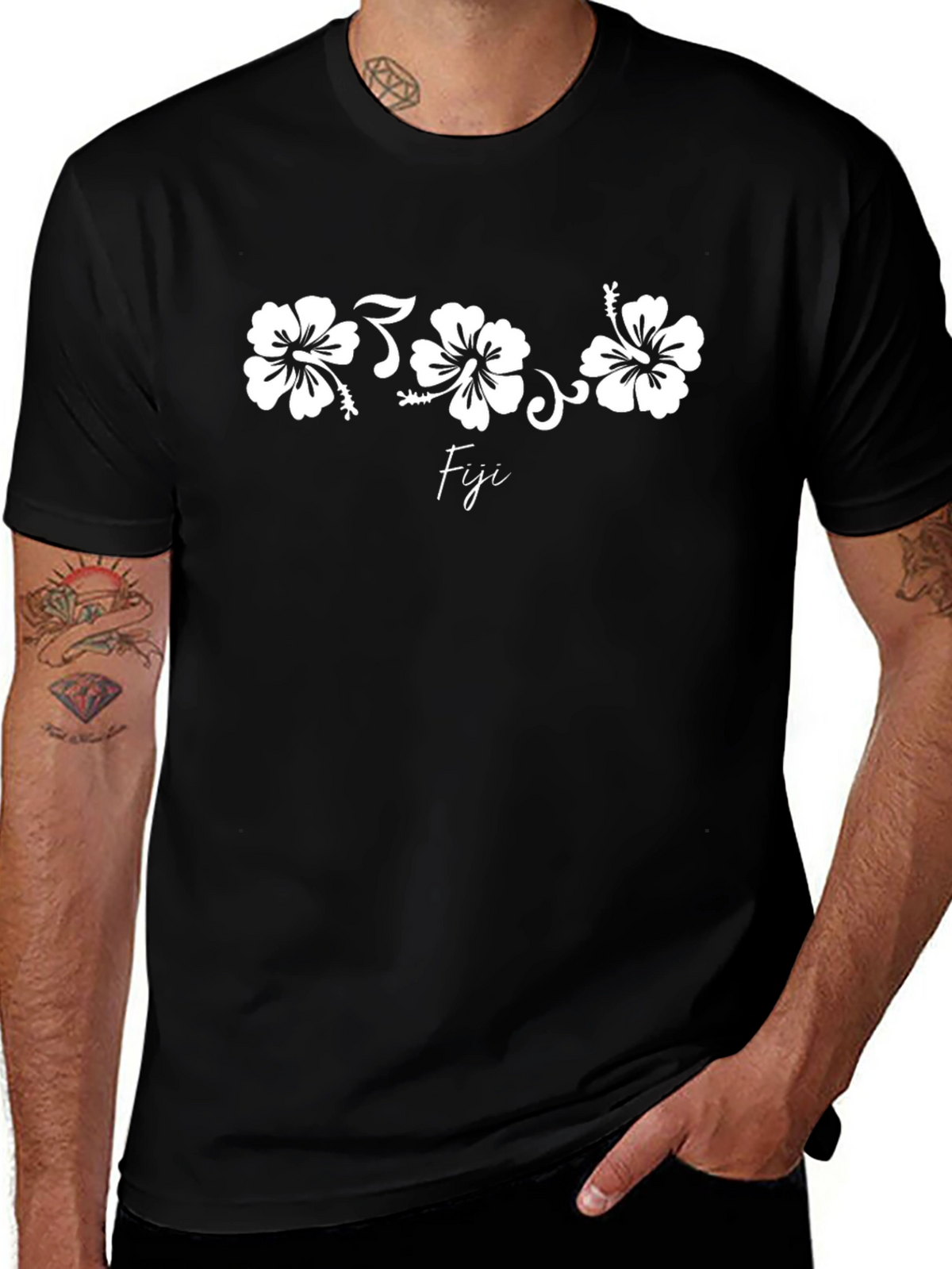 Fiji Floral Graphic Print Black T-Shirt