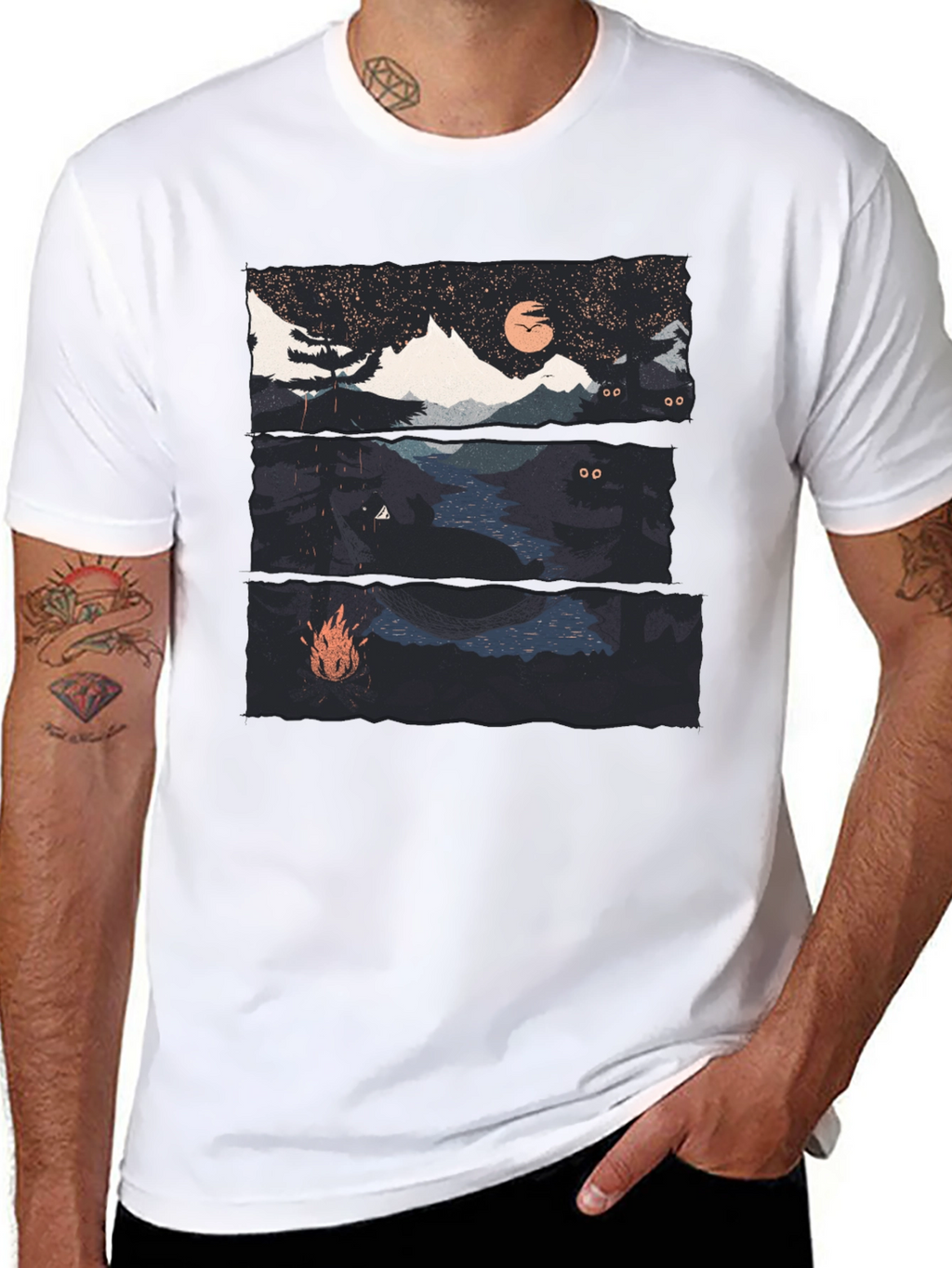 Night Landscape Graphic Tee - Black