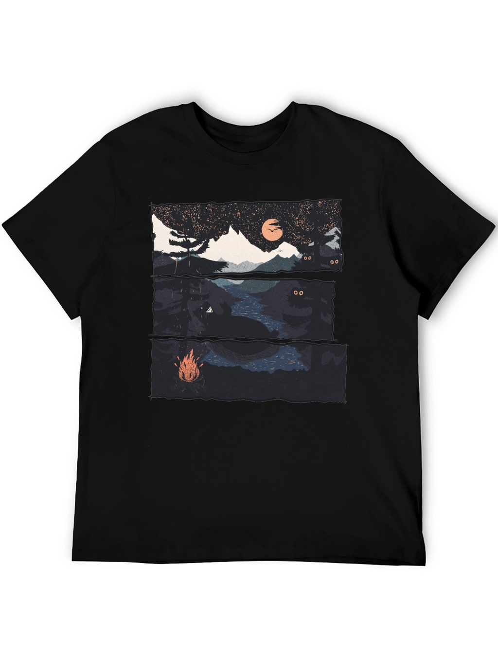Night Landscape Graphic Tee - Black