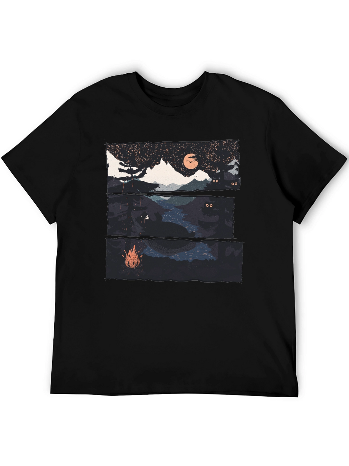 Night Landscape Graphic Tee - Black