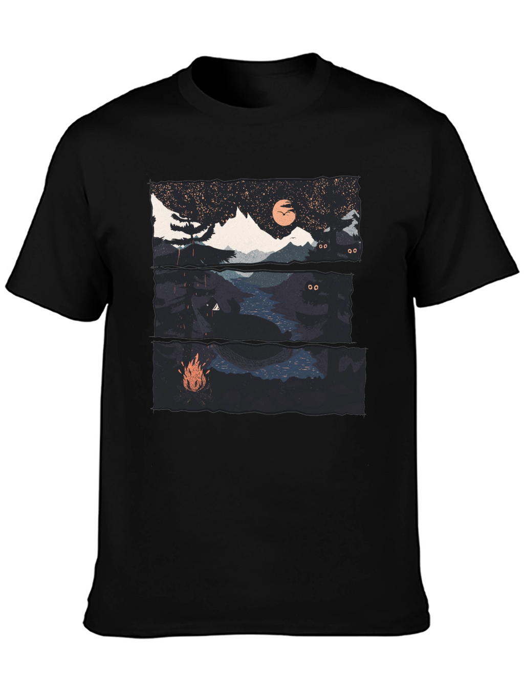 Night Landscape Graphic Tee - Black