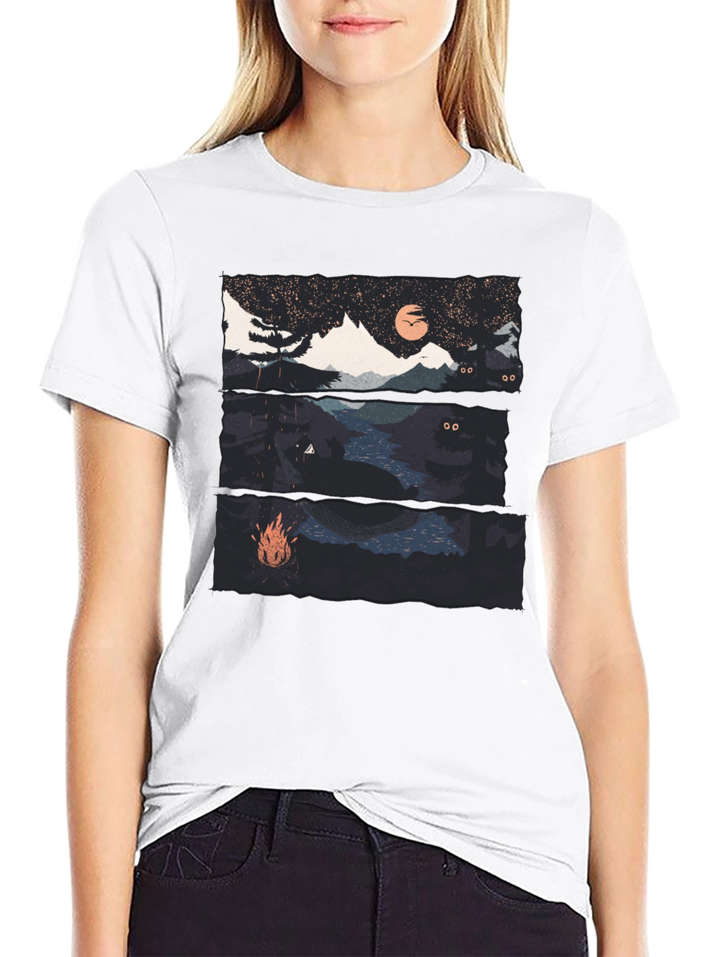 Night Landscape Graphic Tee - Black