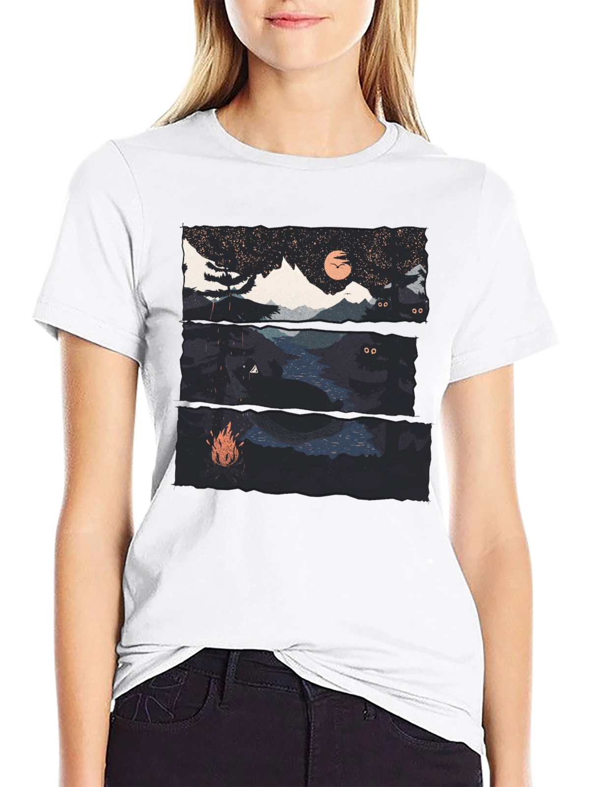 Night Landscape Graphic Tee - Black