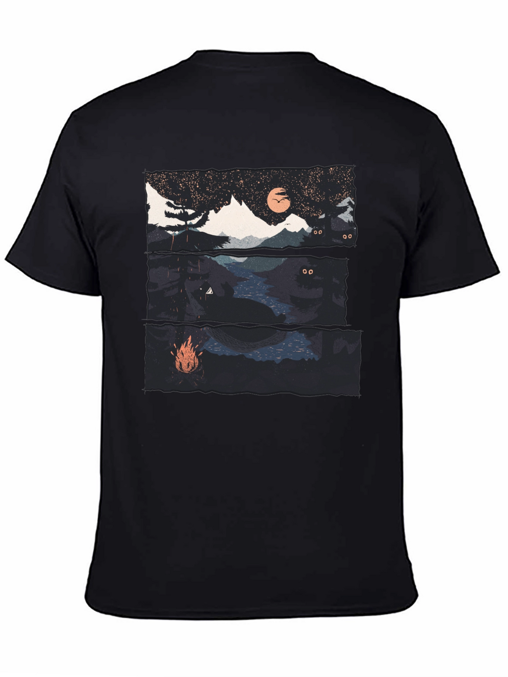 Night Landscape Graphic Tee - Black