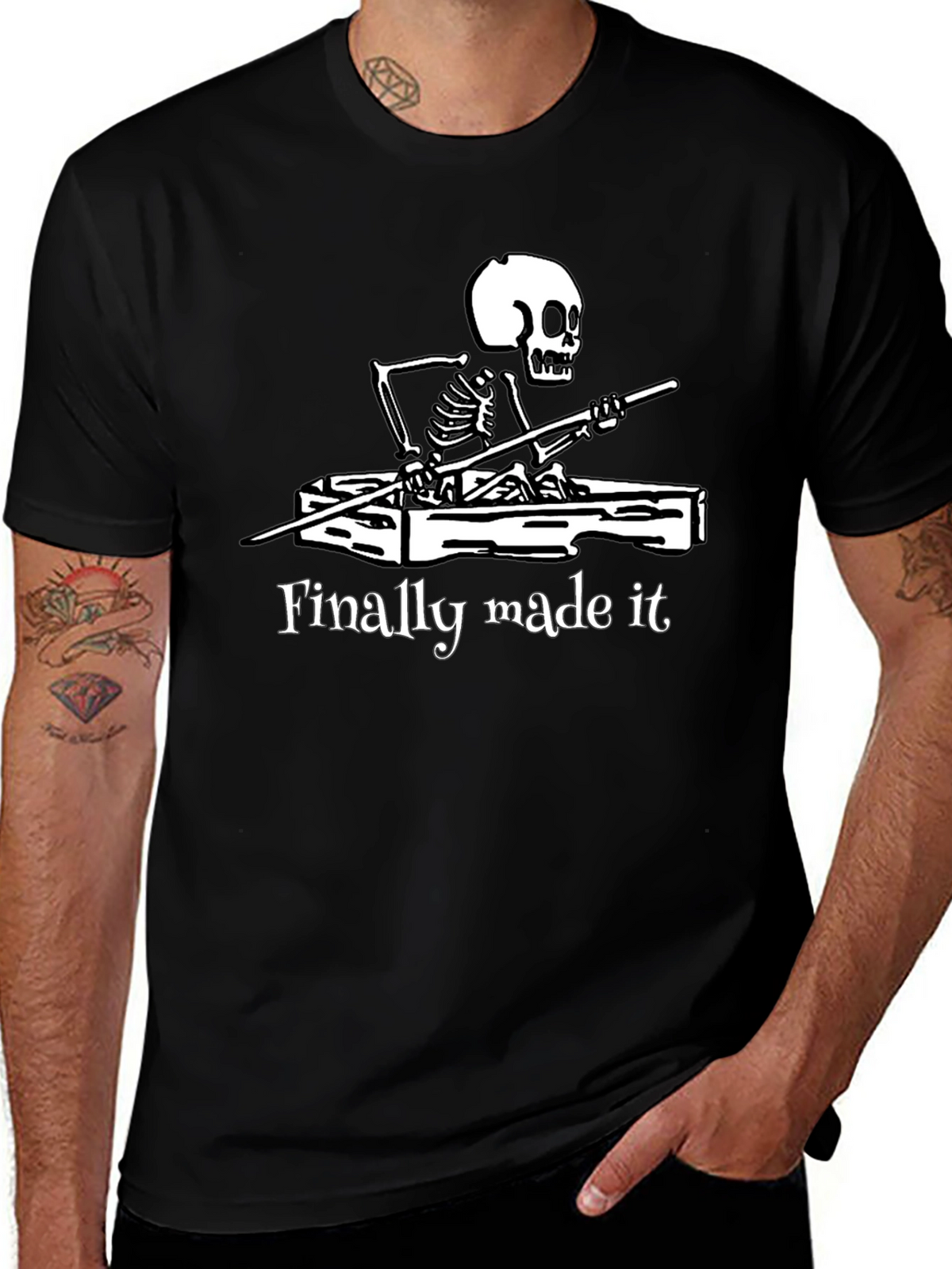 Finally Made It Skeleton T-Shirt - Funny Graphic Tee