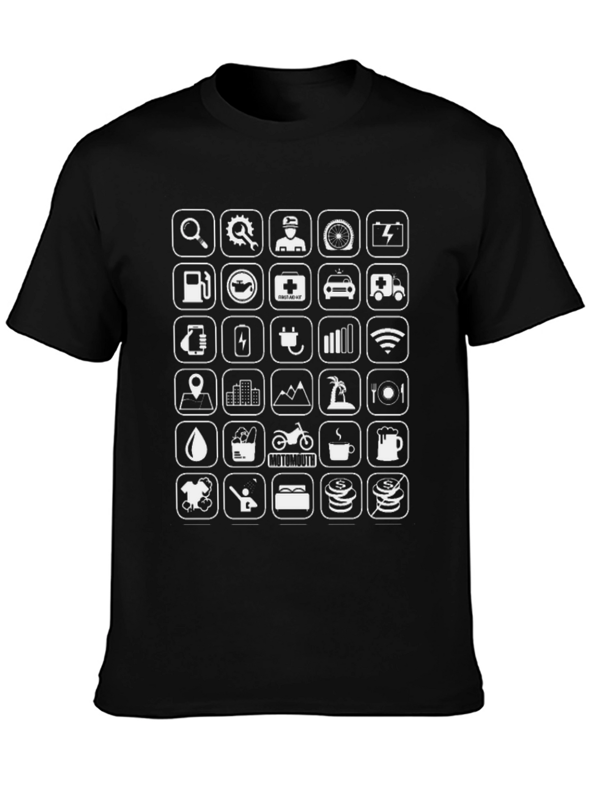 Icon Grid Black T-Shirt - Explore Everywhere