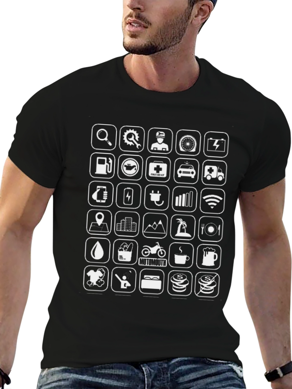 Icon Grid Black T-Shirt - Explore Everywhere