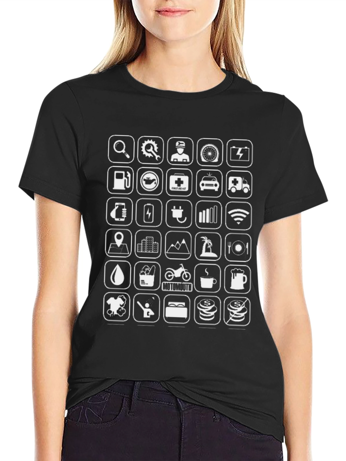 Icon Grid Black T-Shirt - Explore Everywhere