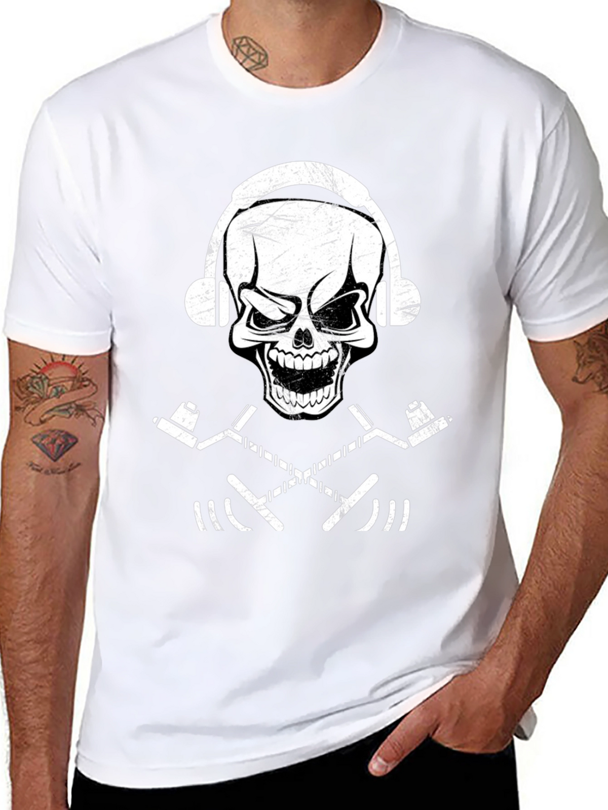 Skull & Hockey Sticks Graphic Tee - Black T-Shirt