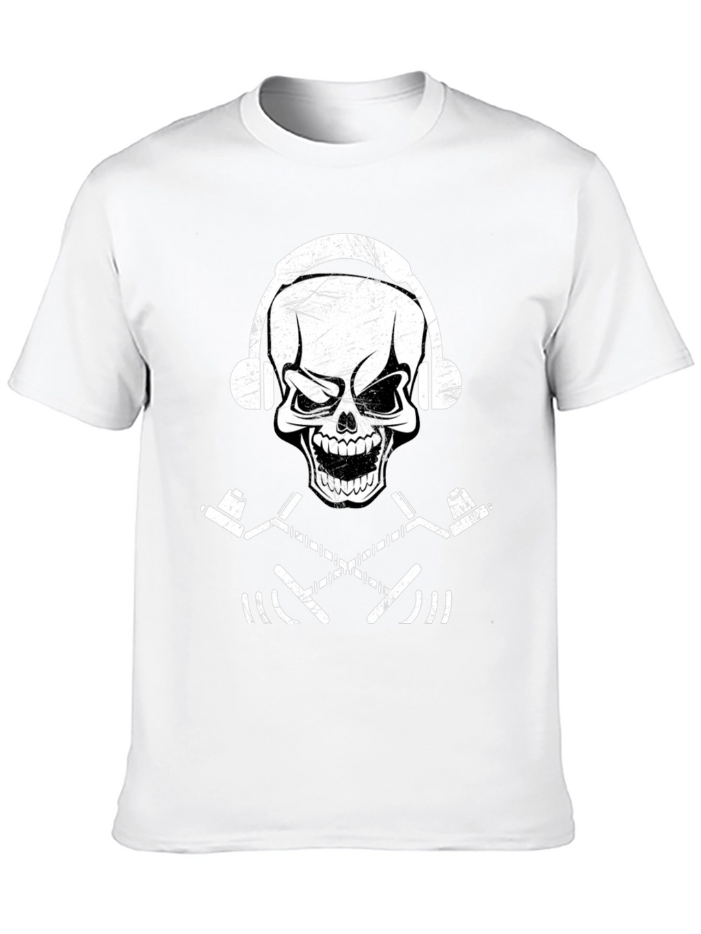 Skull & Hockey Sticks Graphic Tee - Black T-Shirt