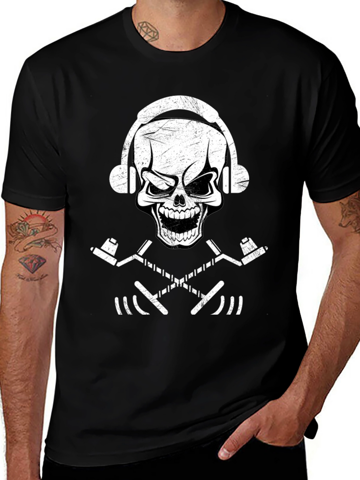 Skull & Hockey Sticks Graphic Tee - Black T-Shirt