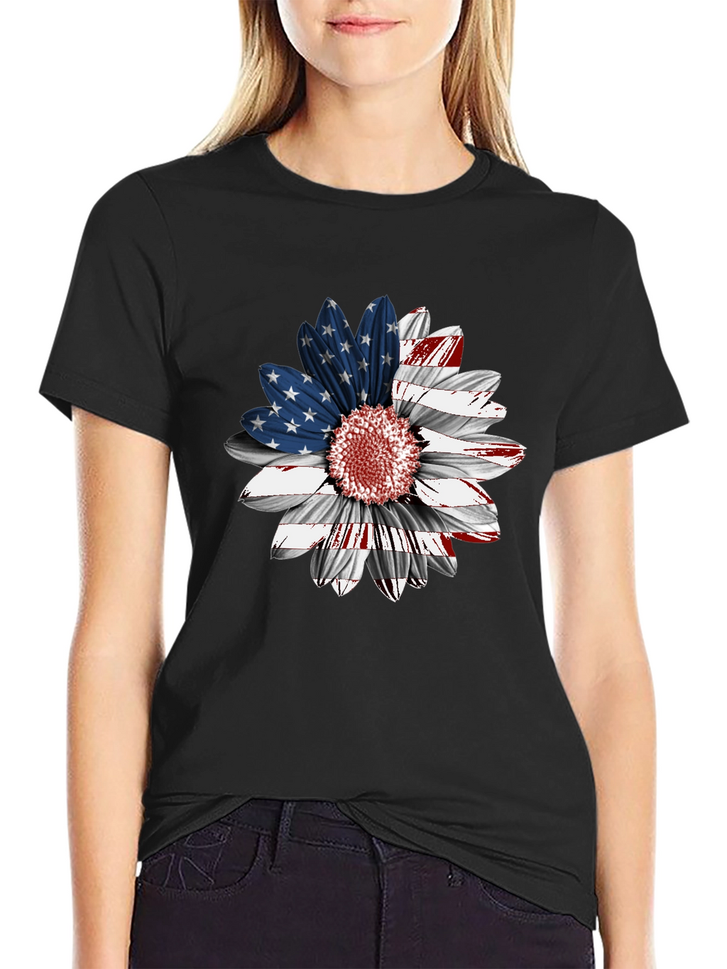 American Flag Sunflower Graphic Tee