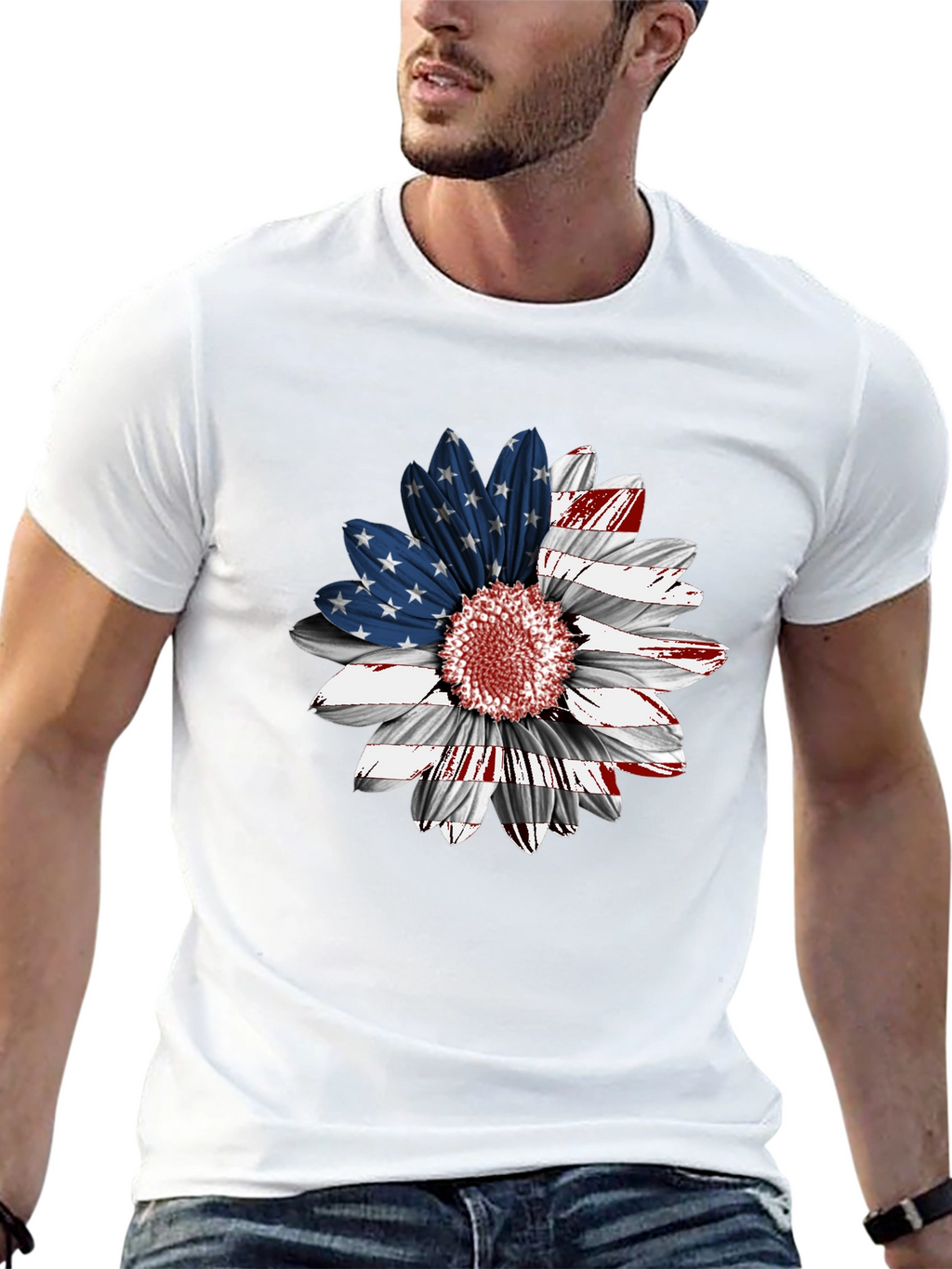 American Flag Sunflower Graphic Tee