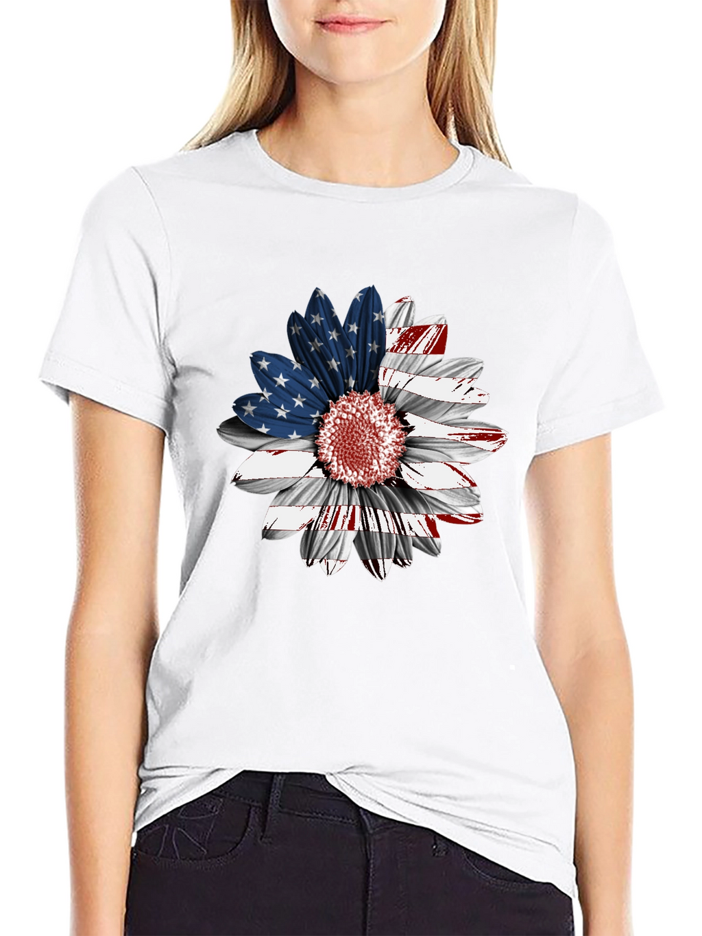 American Flag Sunflower Graphic Tee