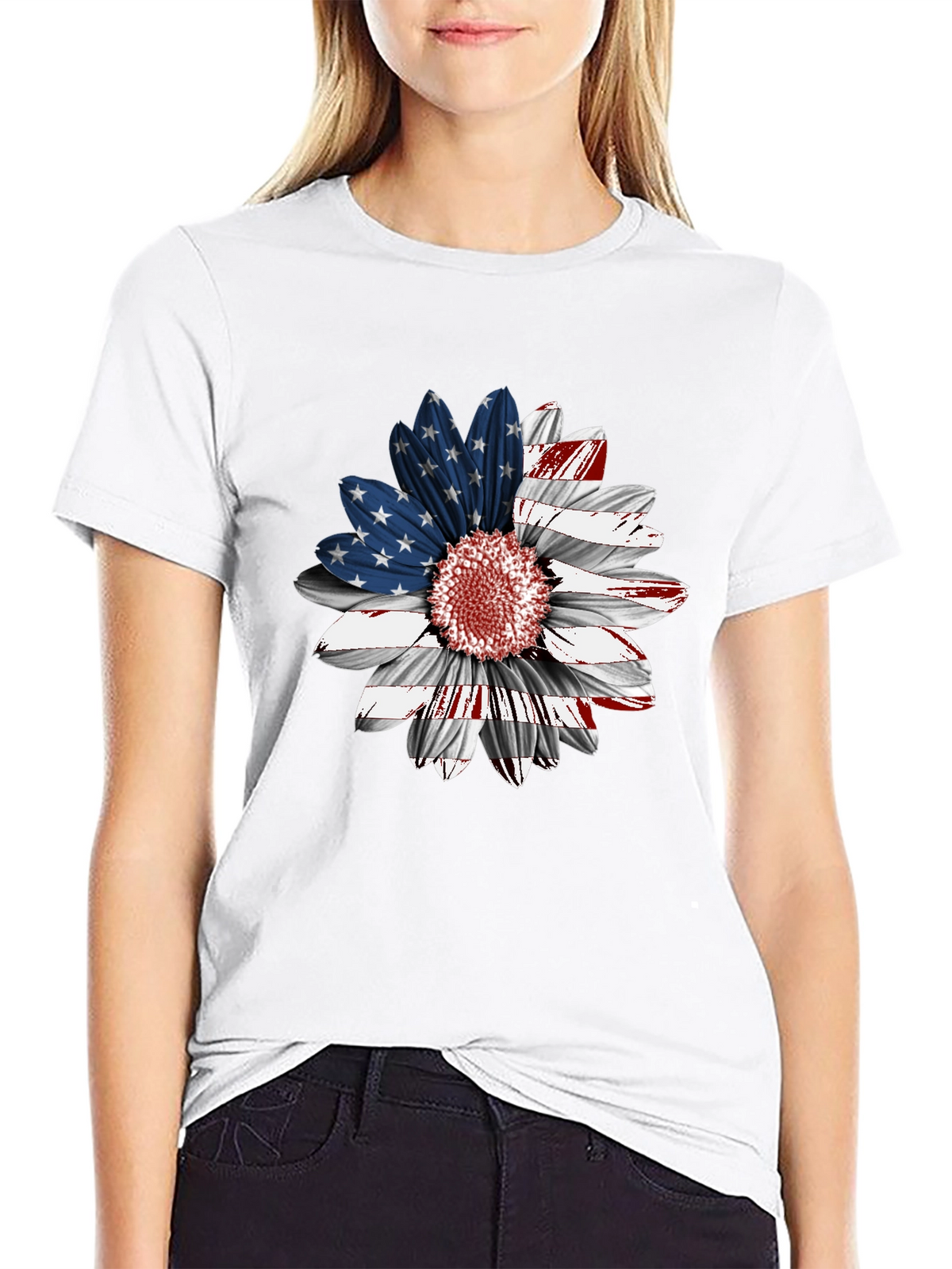 American Flag Sunflower Graphic Tee