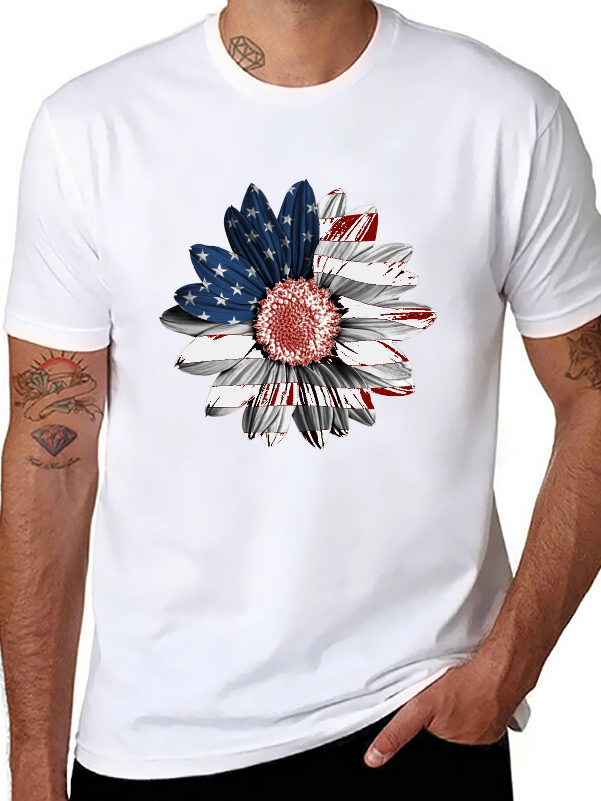 American Flag Sunflower Graphic Tee
