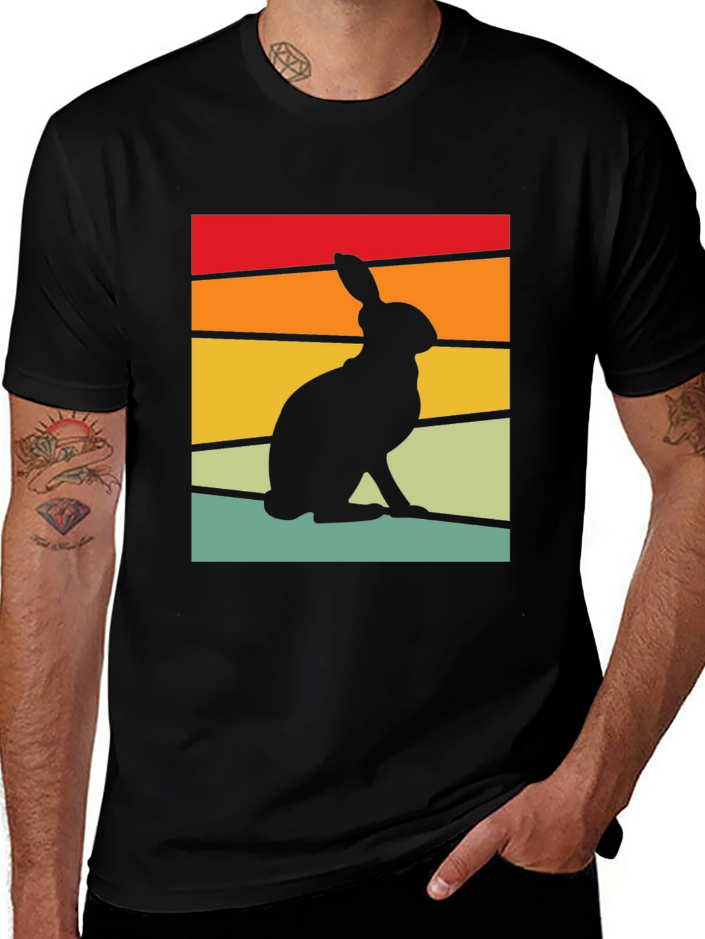 Retro Rabbit Graphic Tee - Black
