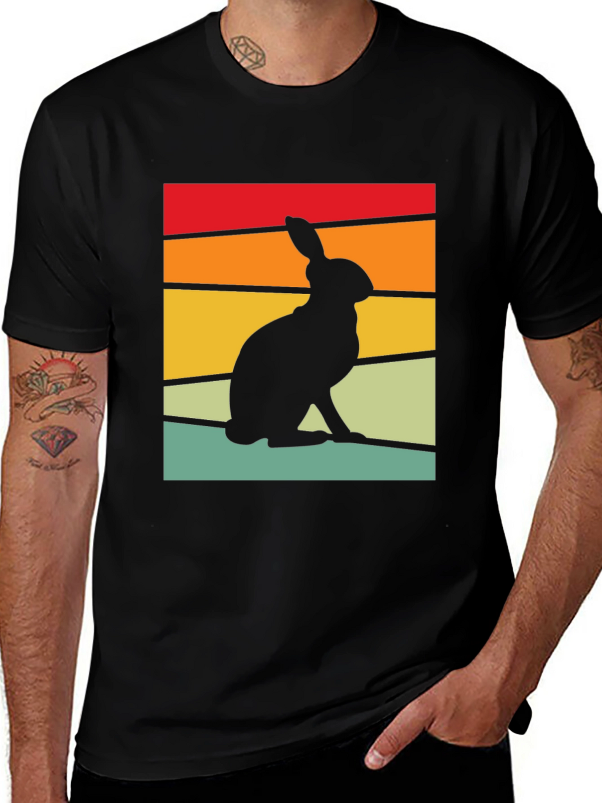 Retro Rabbit Graphic Tee - Black