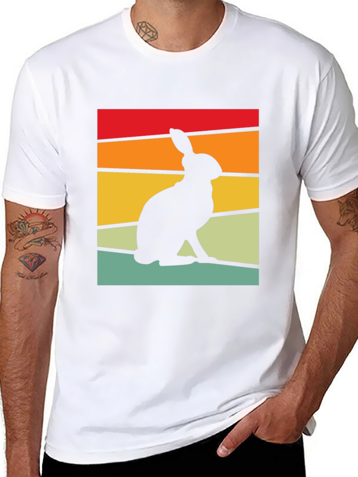 Retro Rabbit Graphic Tee - Black