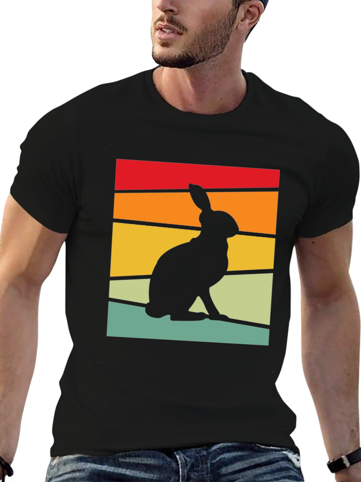 Retro Rabbit Graphic Tee - Black