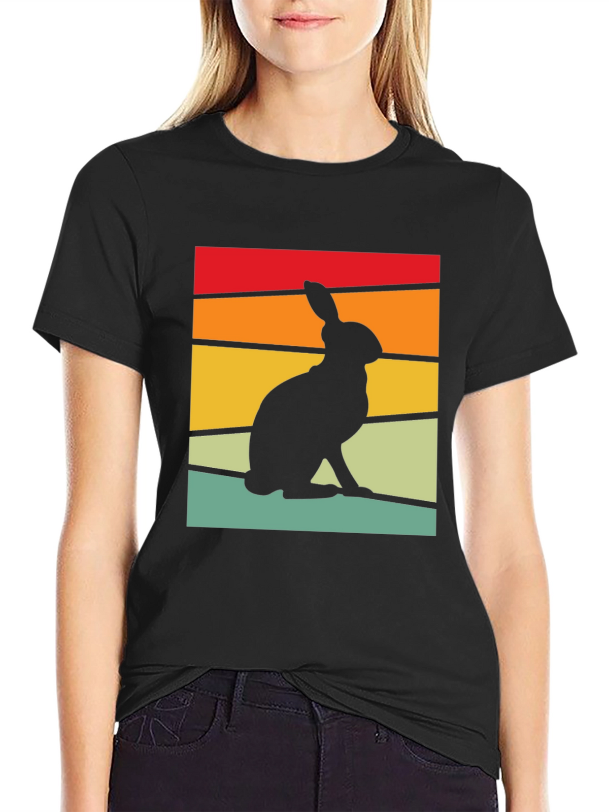 Retro Rabbit Graphic Tee - Black