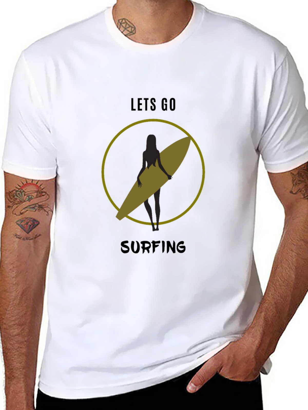 Lets Go Surfing T-Shirt - Black Graphic Tee