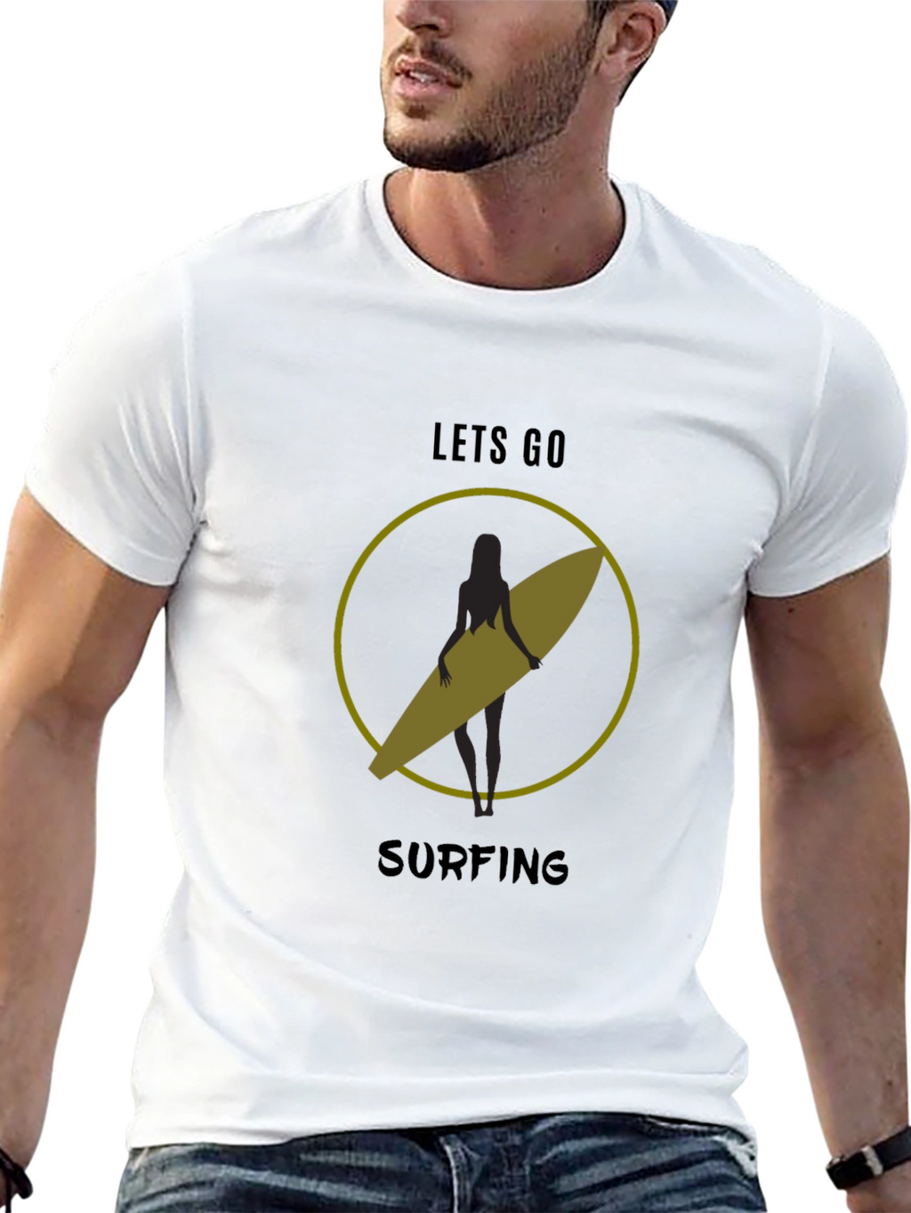 Lets Go Surfing T-Shirt - Black Graphic Tee