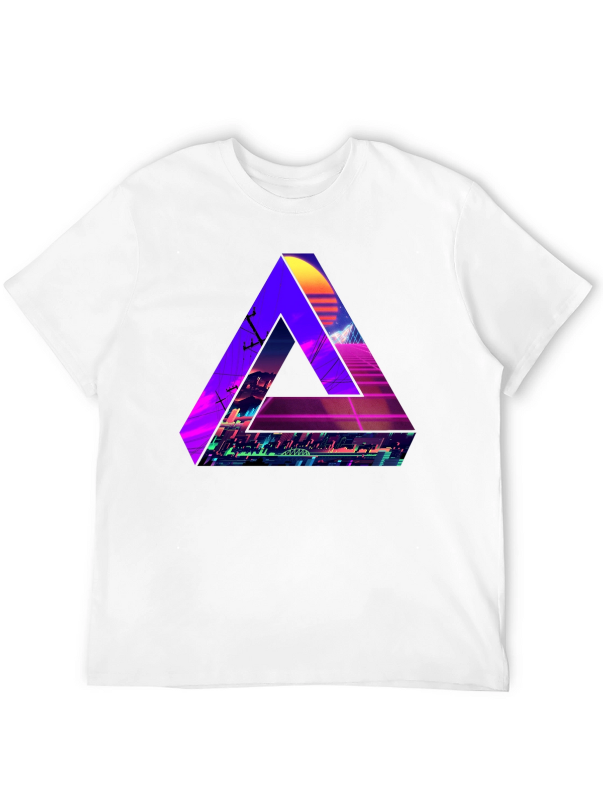 Retro Wave Triangle Graphic T-Shirt - Black