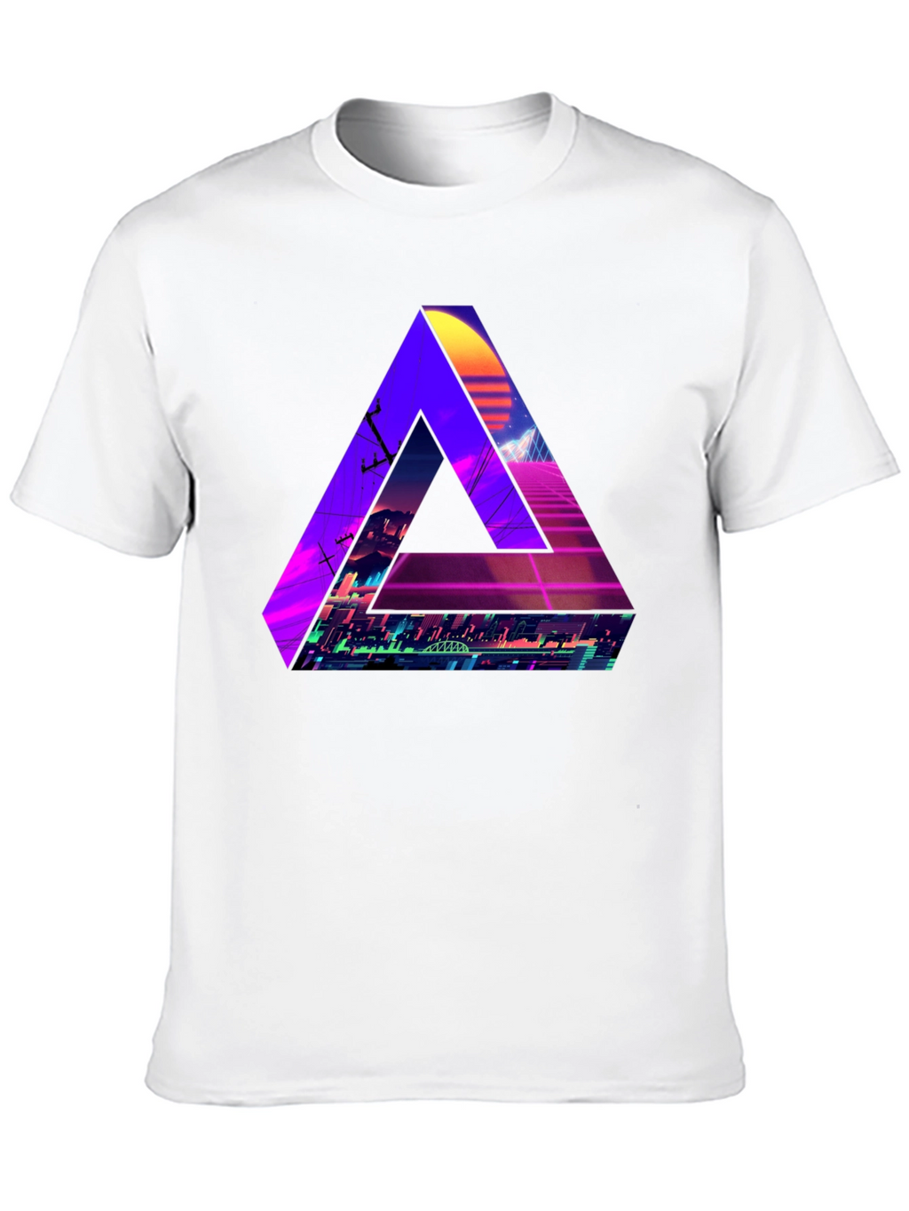 Retro Wave Triangle Graphic T-Shirt - Black