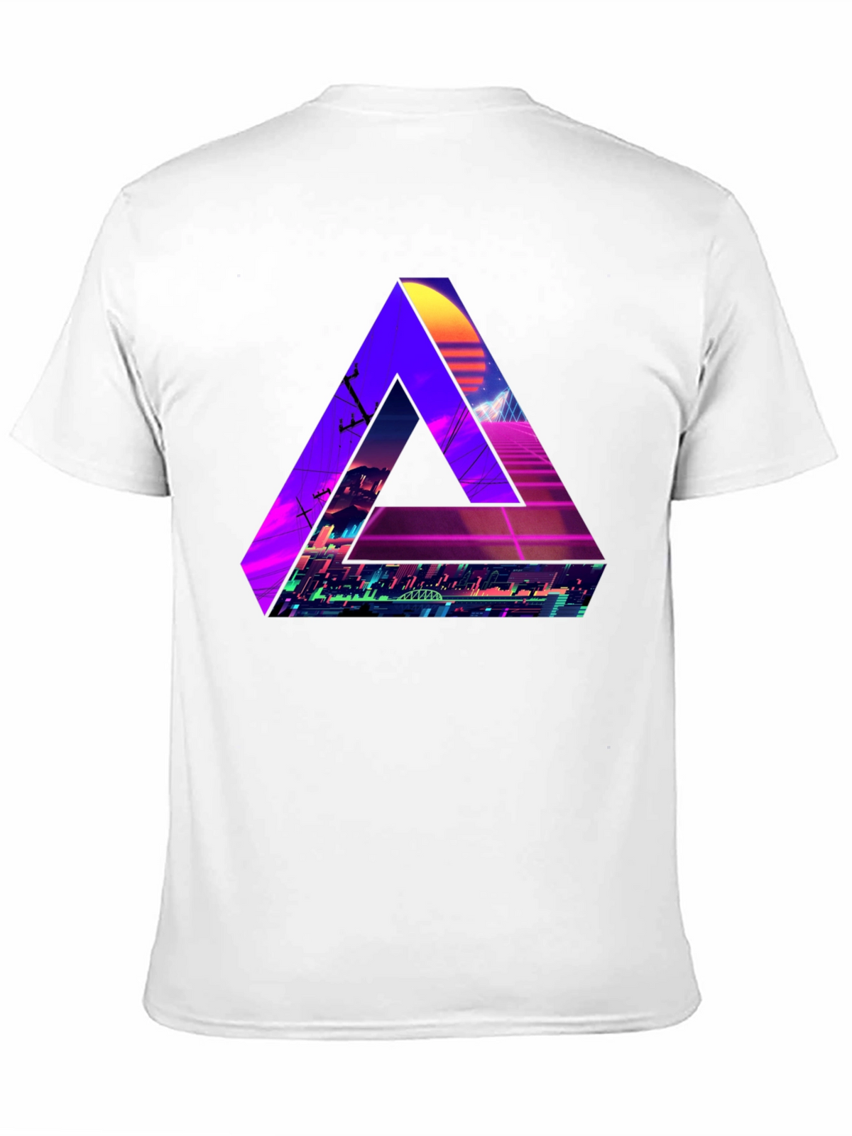 Retro Wave Triangle Graphic T-Shirt - Black