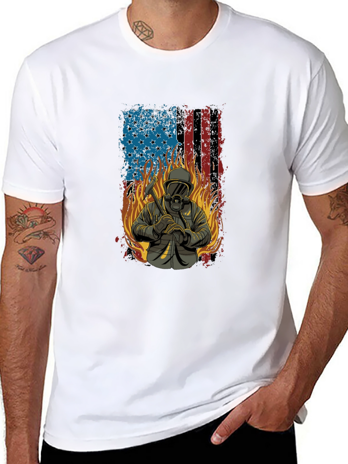 Firefighter American Flag T-Shirt