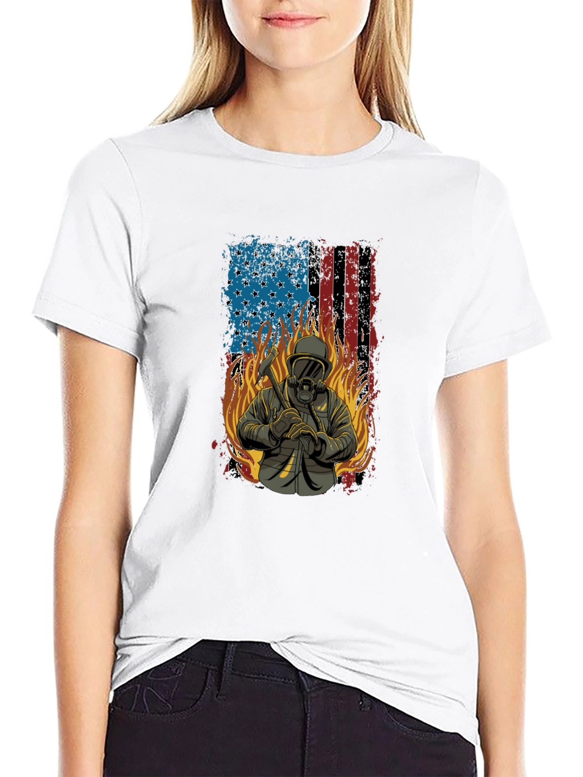 Firefighter American Flag T-Shirt