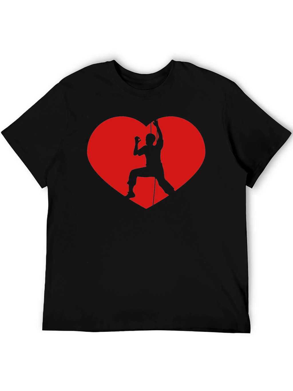 Rock Climbing Heart Graphic T-Shirt - Black
