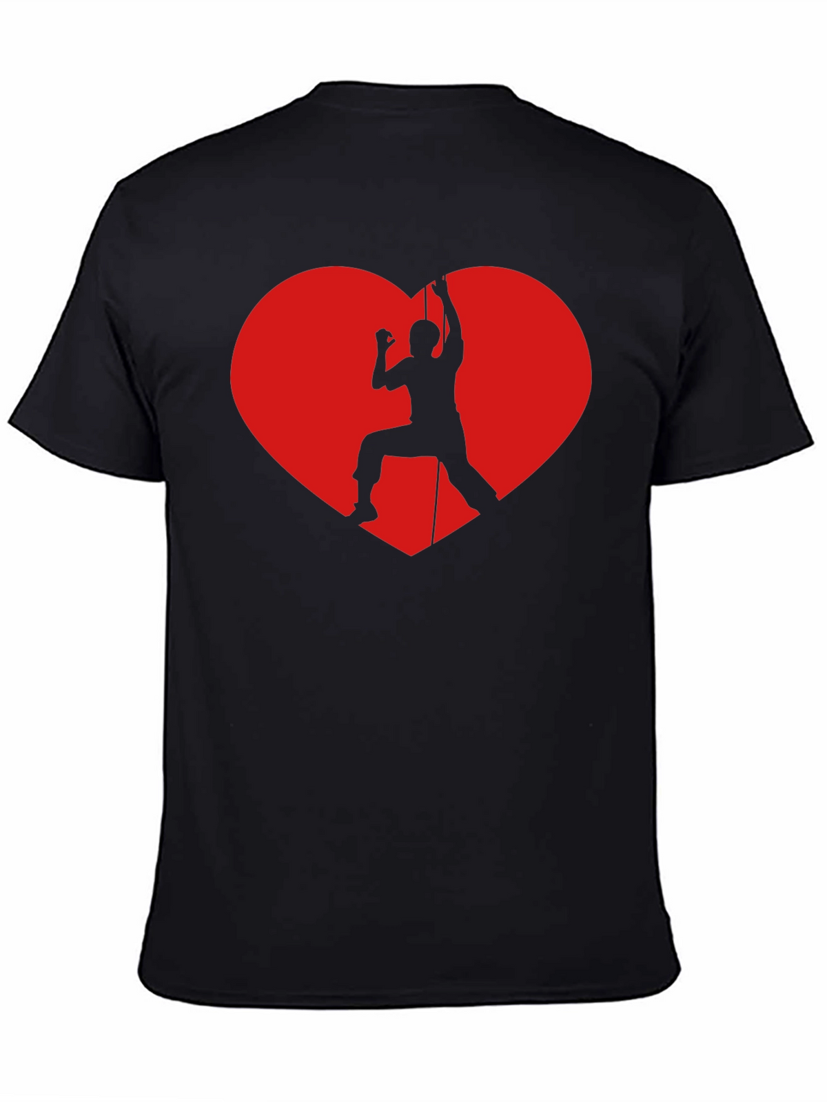Rock Climbing Heart Graphic T-Shirt - Black