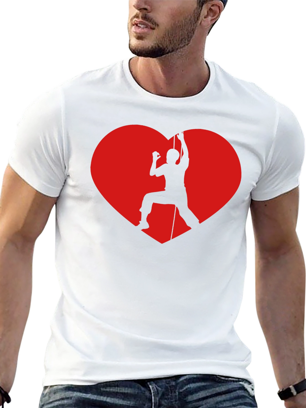 Rock Climbing Heart Graphic T-Shirt - Black