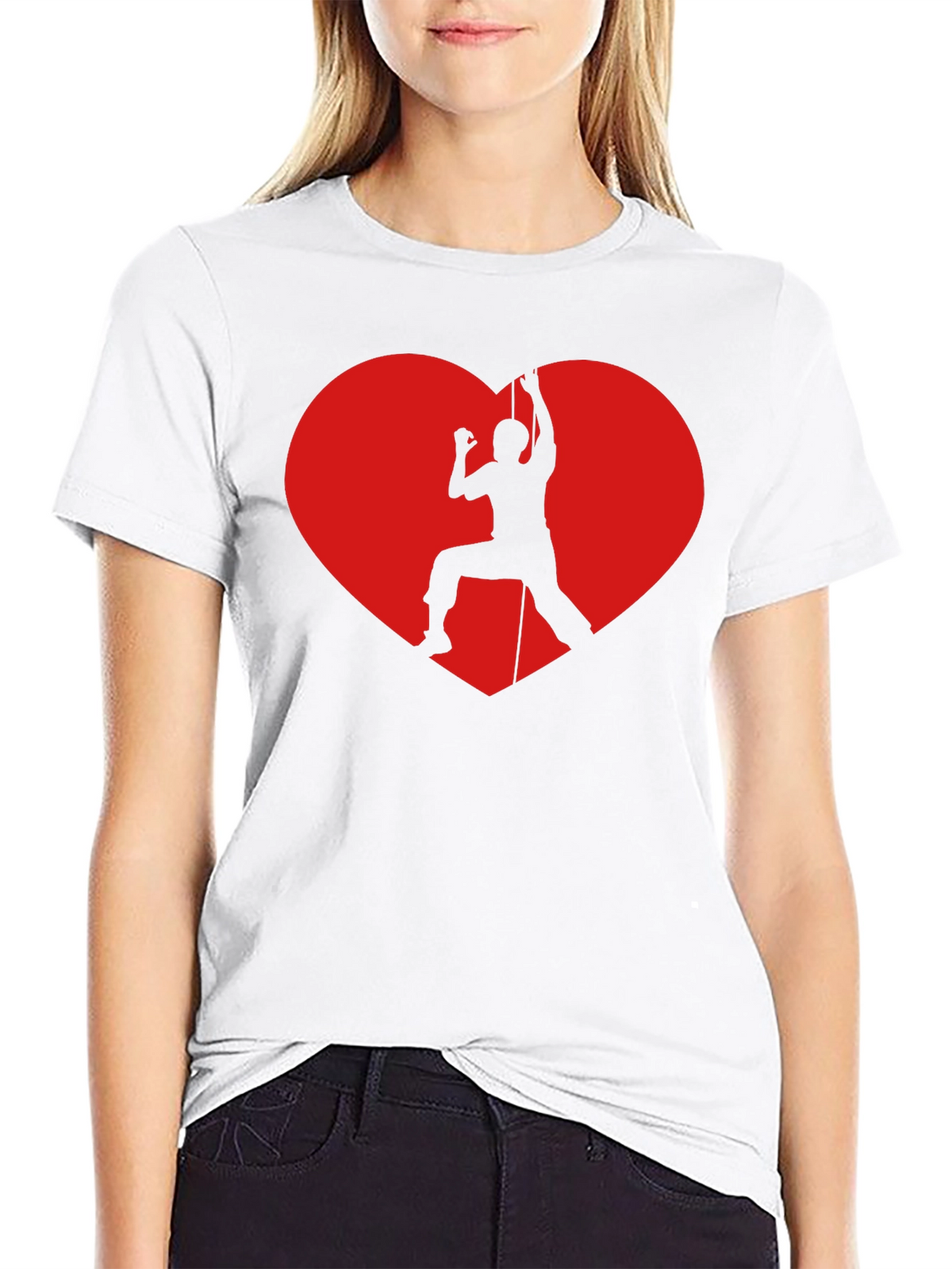 Rock Climbing Heart Graphic T-Shirt - Black