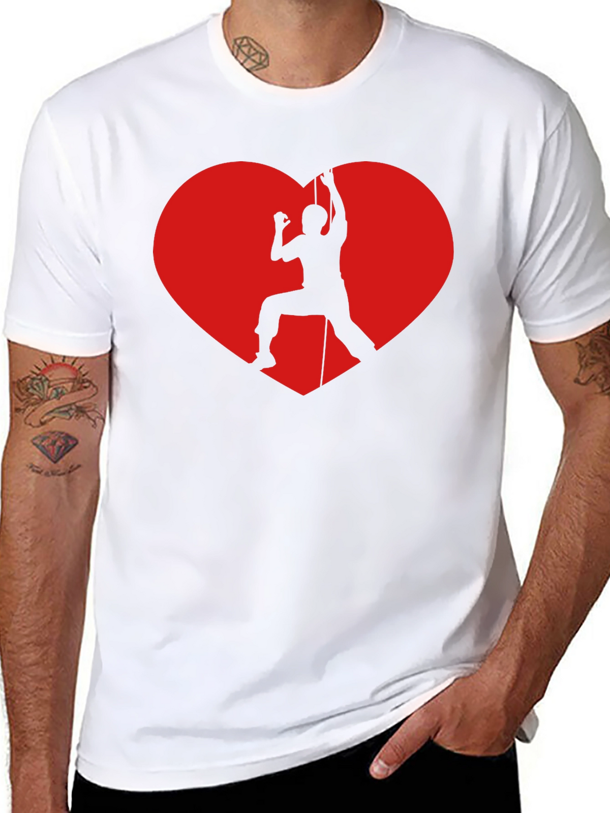 Rock Climbing Heart Graphic T-Shirt - Black